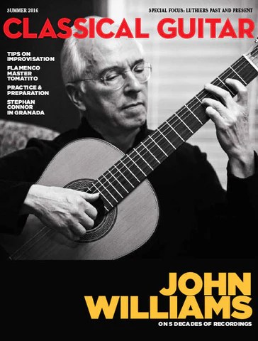 CG SPRING2016 COVER - Black and white photo of Angel Romero playing his guitar with subhead Scenes from a Brilliant Career