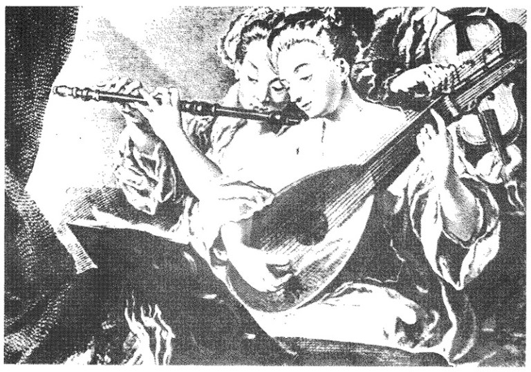 angels playing lute and flute